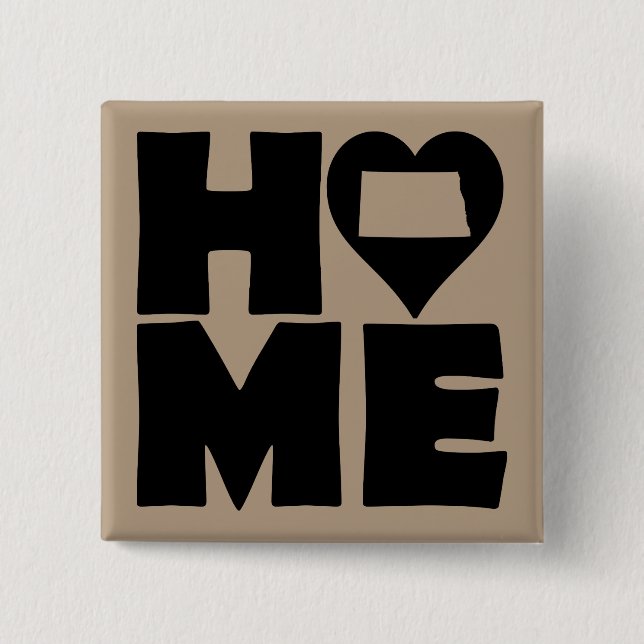 North Dakota Home Heart State Button Badge Pin (Front)