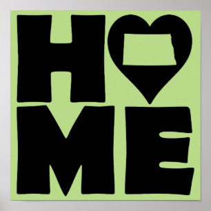 North Dakota Home Heart State Poster Sign