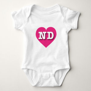 North Dakota Hot Pink Heart - I love ND Baby Bodysuit