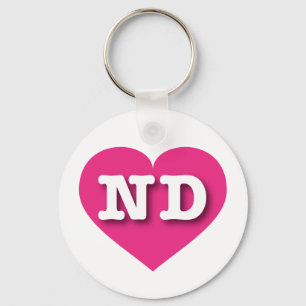 North Dakota Hot Pink Heart - I love ND Key Ring