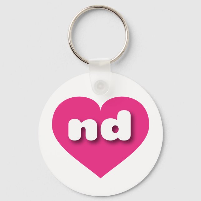 North Dakota hot pink heart - I love nd Key Ring (Front)
