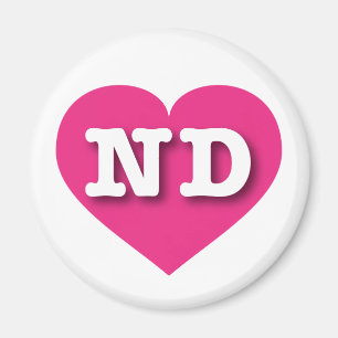 North Dakota Hot Pink Heart - I love ND Magnet