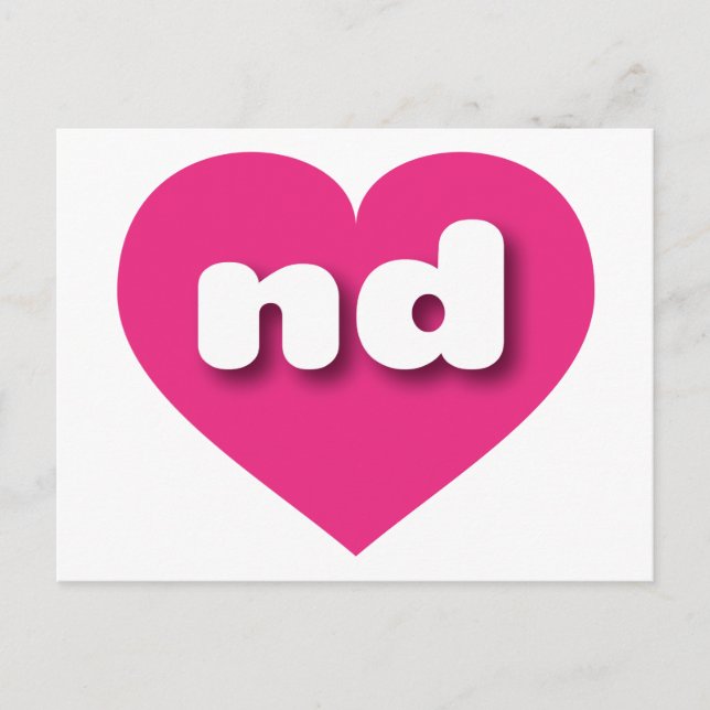 North Dakota hot pink heart - I love nd Postcard (Front)