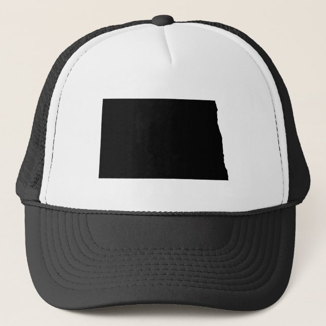North Dakota in Black and White Trucker Hat (Front)