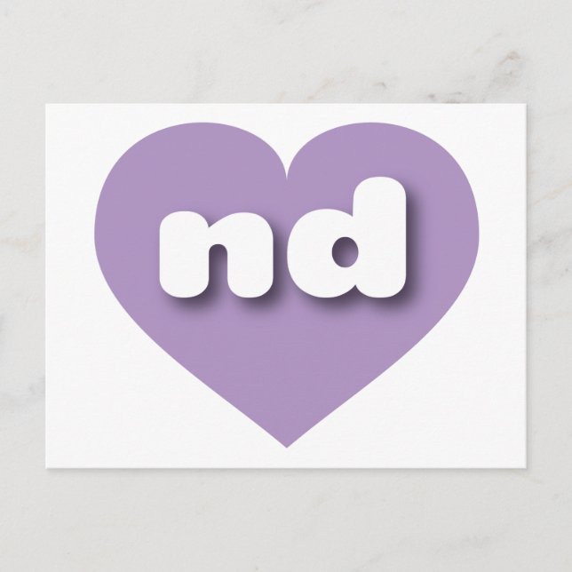 North Dakota lavender heart - I love nd Postcard (Front)