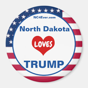North Dakota LOVES TRUMP Patriotic Fridge Magnet