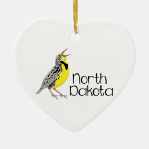 North Dakota Meadowlark Ceramic Tree Decoration