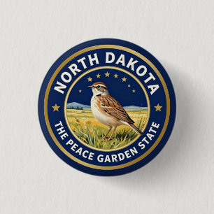 🌾 North Dakota Meadowlark Heritage 3 Cm Round Badge