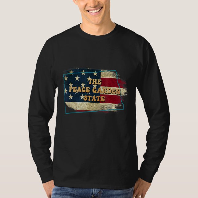 North Dakota Nd Us Flag Motto T-Shirt (Front)
