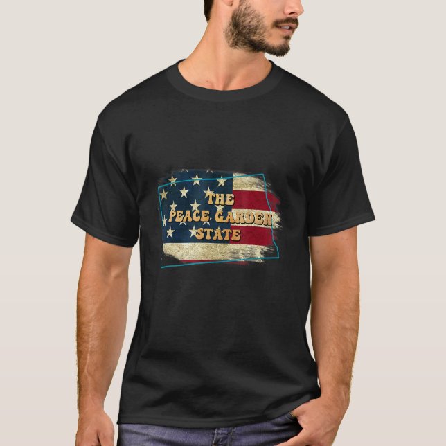 North Dakota Nd Us Flag Motto T-Shirt (Front)