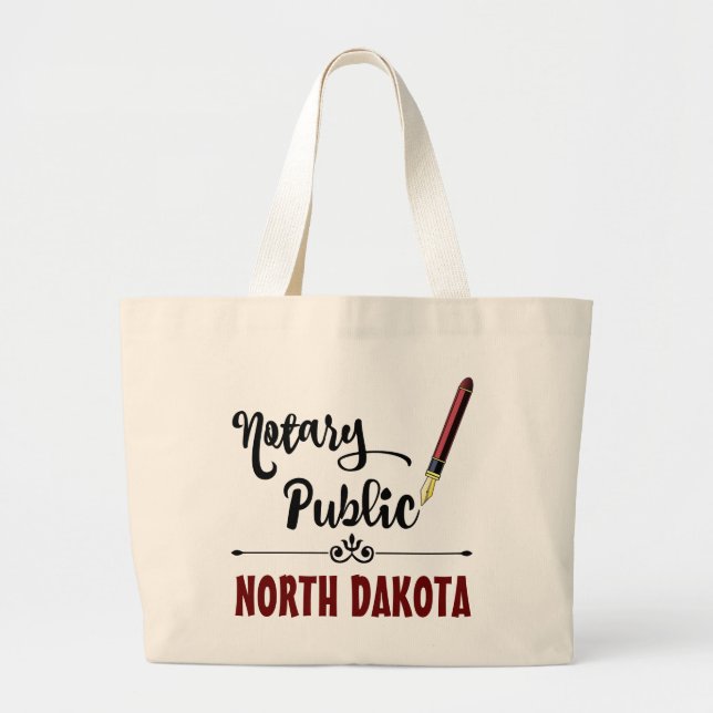 North Dakota Notary Public Ink Pen Large Tote Bag (Front)