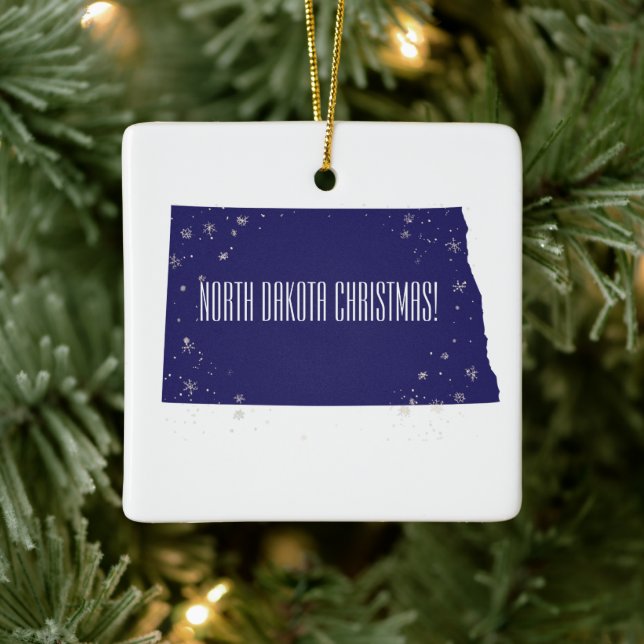 North Dakota Personalised Christmas Ceramic Ornament (Tree)