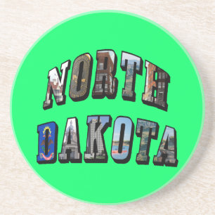 North Dakota Picture Text Coaster