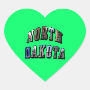 North Dakota Picture Text Heart Sticker