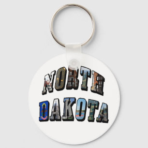 North Dakota Picture Text Key Ring
