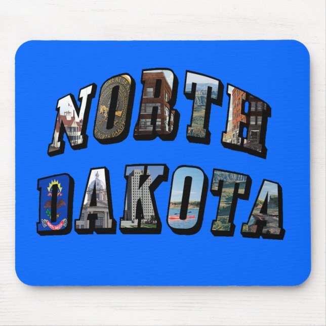 North Dakota Picture Text Mouse Mat (Front)