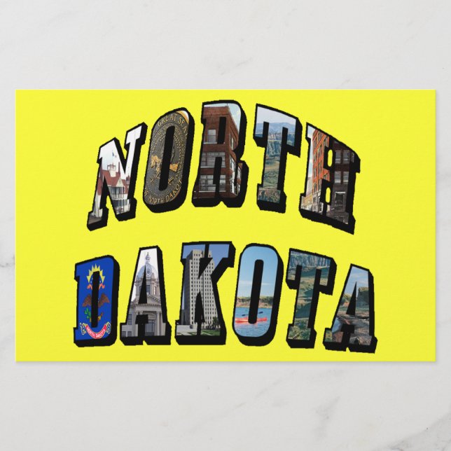 North Dakota Picture Text Stationery (Front)