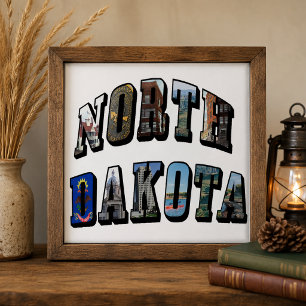 North Dakota Picture Text Tile