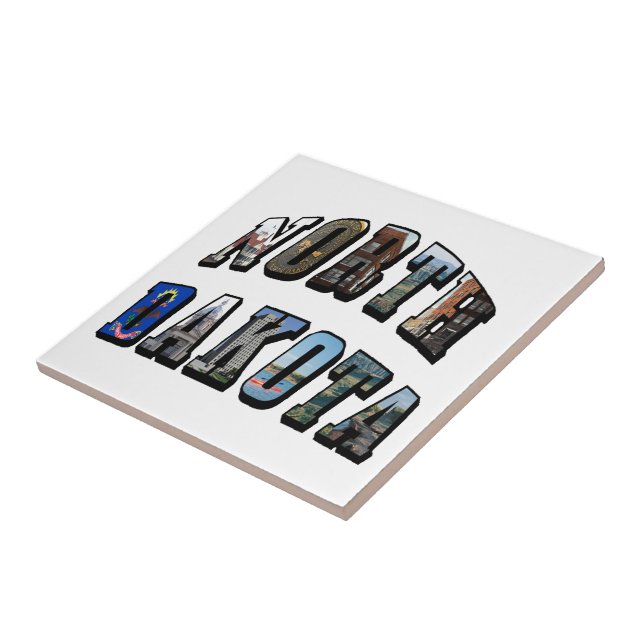 North Dakota Picture Text Tile (Side)