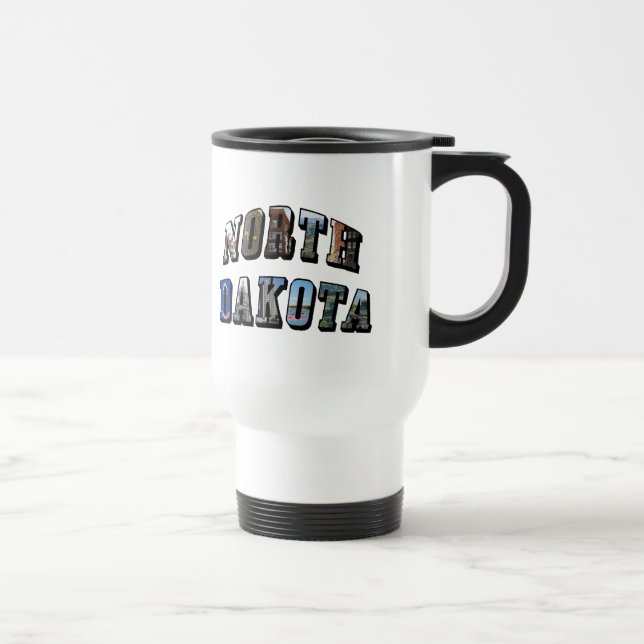 North Dakota Picture Text Travel Mug (Right)