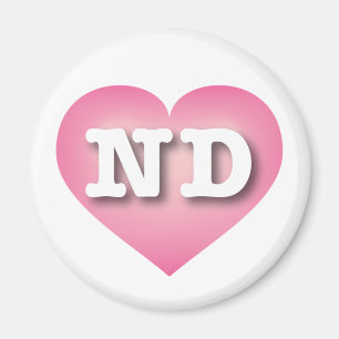 North Dakota Pink Fade Heart - I love ND Magnet