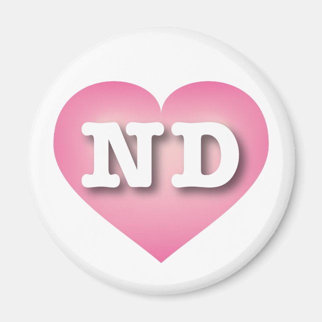 North Dakota Pink Fade Heart - I love ND Magnet (Front)