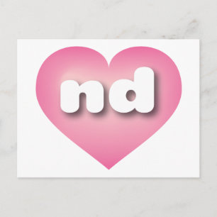 North Dakota pink fade heart - I love nd Postcard