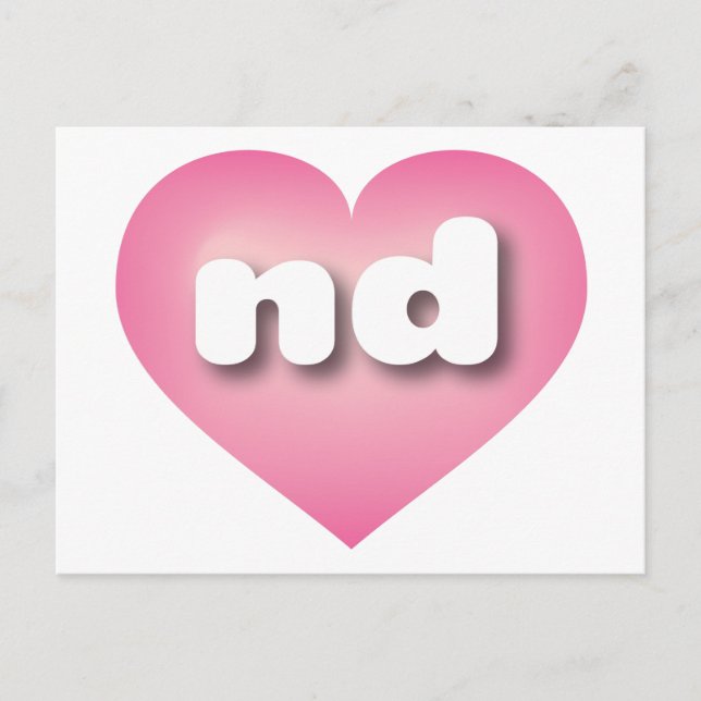 North Dakota pink fade heart - I love nd Postcard (Front)