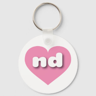 North Dakota pink heart - I love nd Key Ring