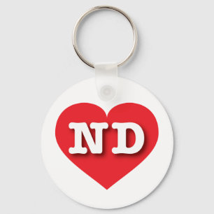North Dakota Red Heart - Big Love Key Ring