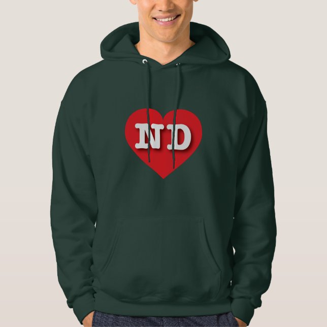 North Dakota Red Heart - I love ND Hoodie (Front)