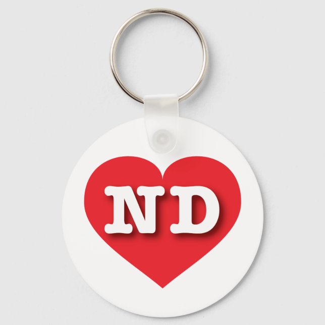 North Dakota Red Heart - I love ND Key Ring (Front)