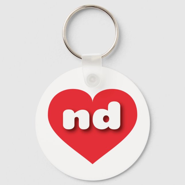 North Dakota Red Heart - I love ND Key Ring (Front)