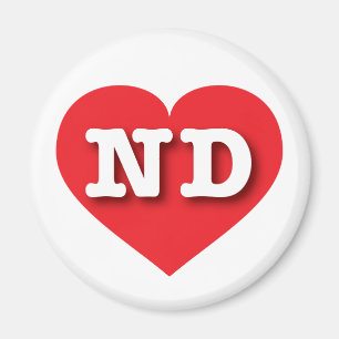 North Dakota Red Heart - I love ND Magnet