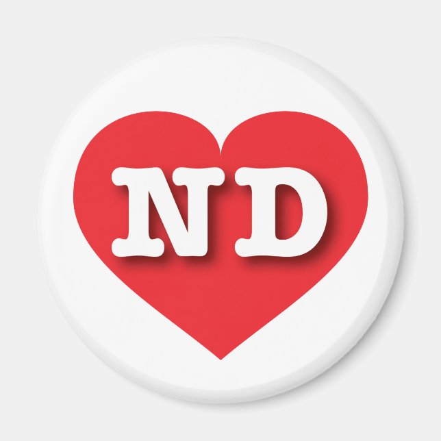 North Dakota Red Heart - I love ND Magnet (Front)
