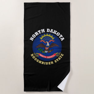 NORTH DAKOTA ROUGHRIDER STATE FLAG BEACH TOWEL