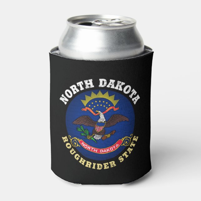 NORTH DAKOTA ROUGHRIDER STATE FLAG  CAN COOLER (Can Front)