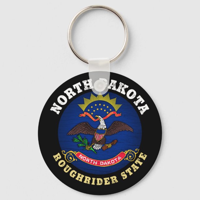 NORTH DAKOTA ROUGHRIDER STATE FLAG KEY RING (Front)