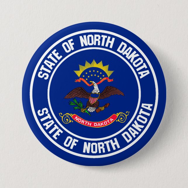 North Dakota Round Emblem 7.5 Cm Round Badge (Front)