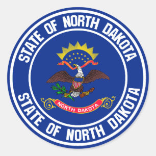 North Dakota Round Emblem Classic Round Sticker