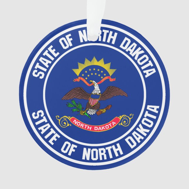 North Dakota Round Emblem Ornament (Front)