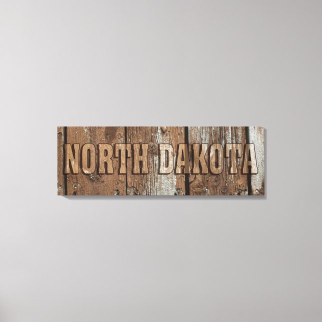 North Dakota rustic wood wall canvas sign (Front)
