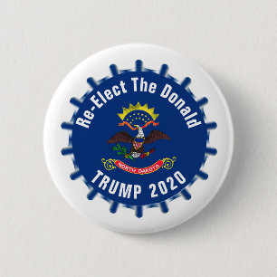 North Dakota says: Re-Elect The Donald 6 Cm Round Badge