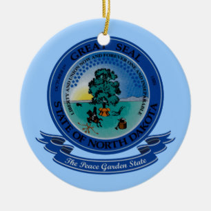 North Dakota Seal Ceramic Tree Decoration