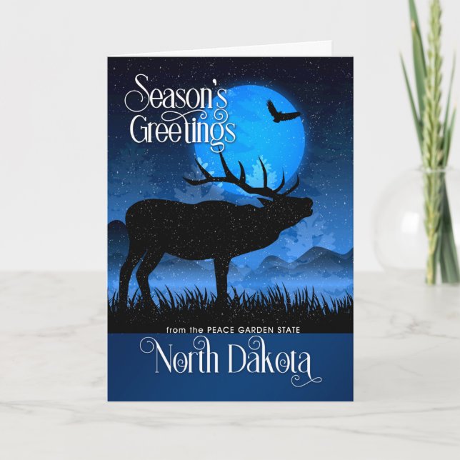 North Dakota Season's Greetings Moose Holiday Card (Front)
