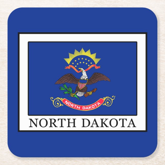 North Dakota Square Paper Coaster (Front)