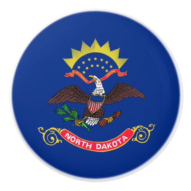 North Dakota State Flag Ceramic Knob (Front)