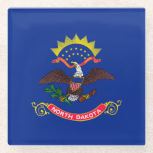 North Dakota State Flag Design Decor Glass Coaster