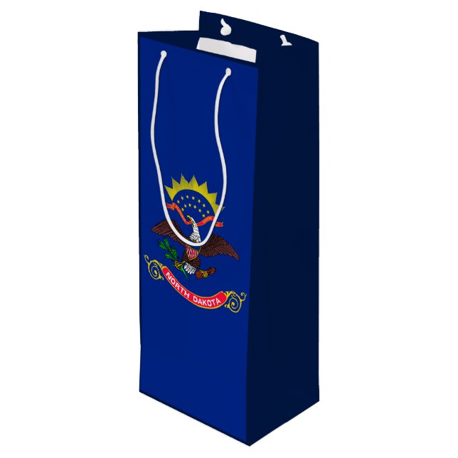 North Dakota State Flag Design Wine Gift Bag (Back Angled)