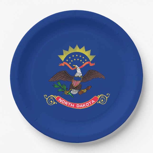 North Dakota State Flag (North Dakotan) (US State) Paper Plate (Front)